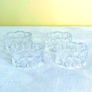 4 Vintage GORHAM Crystal "King Edward Crown" Napkin Rings, Table Decor, Diamond